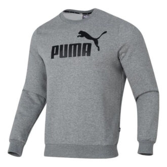 Letter Print Fleece Pullover Sweatshirt “Grey Black”