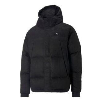 Logo MMQ Faux Leather Down Jacket “Black”