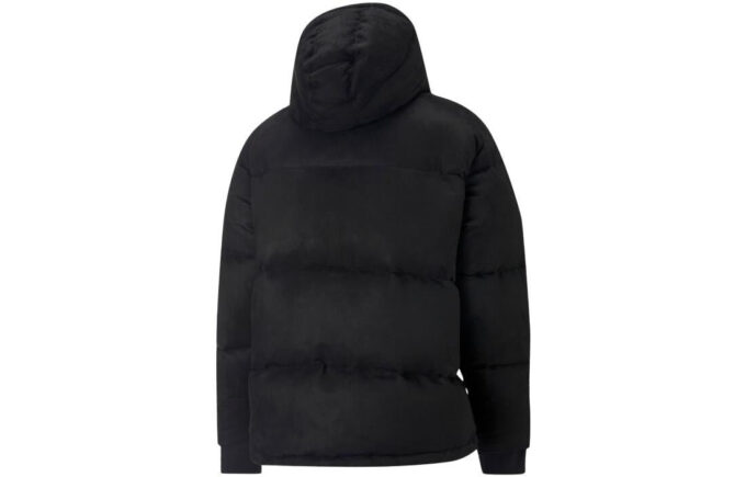 Logo MMQ Faux Leather Down Jacket “Black”