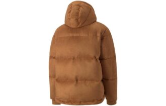 Logo MMQ Faux Leather Down Jacket “Brown”
