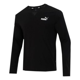 Logo Print Training Sports Breathable Round Neck Long sleeve T Shirt Men s Black