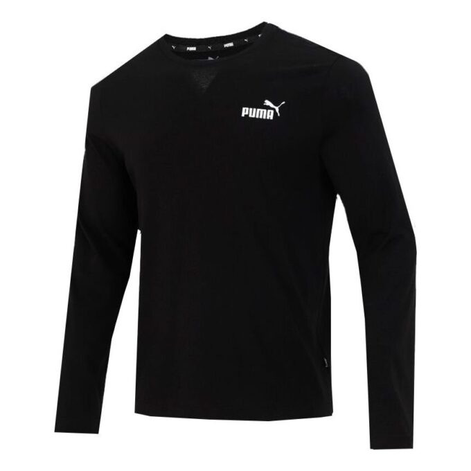 Logo Print Training Sports Breathable Round Neck Long sleeve T Shirt Men s Black
