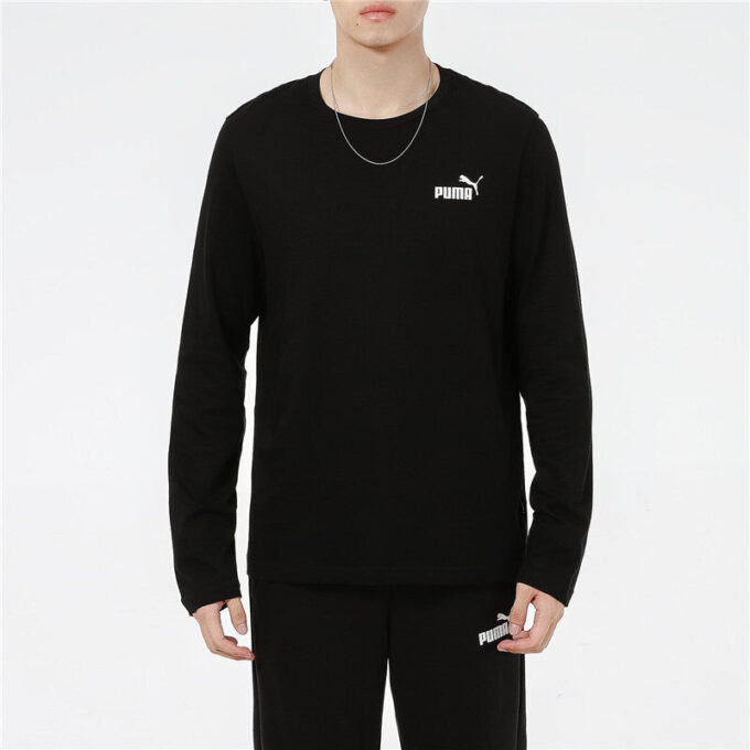 Logo Print Training Sports Breathable Round Neck Long sleeve T Shirt Men s Black