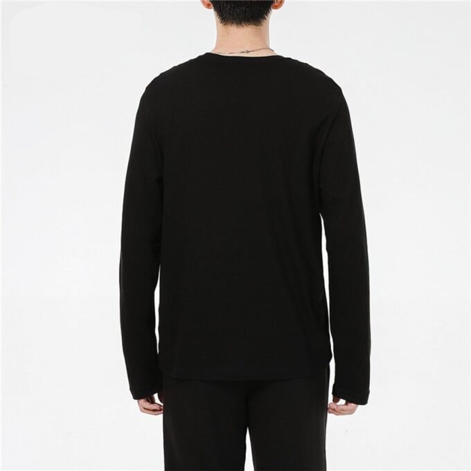 Logo Print Training Sports Breathable Round Neck Long sleeve T Shirt Men s Black