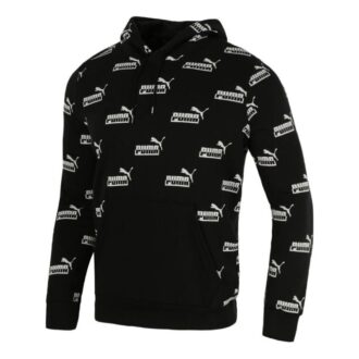 Logo Printed Casual Sports Hooded Sweater Men”s Black