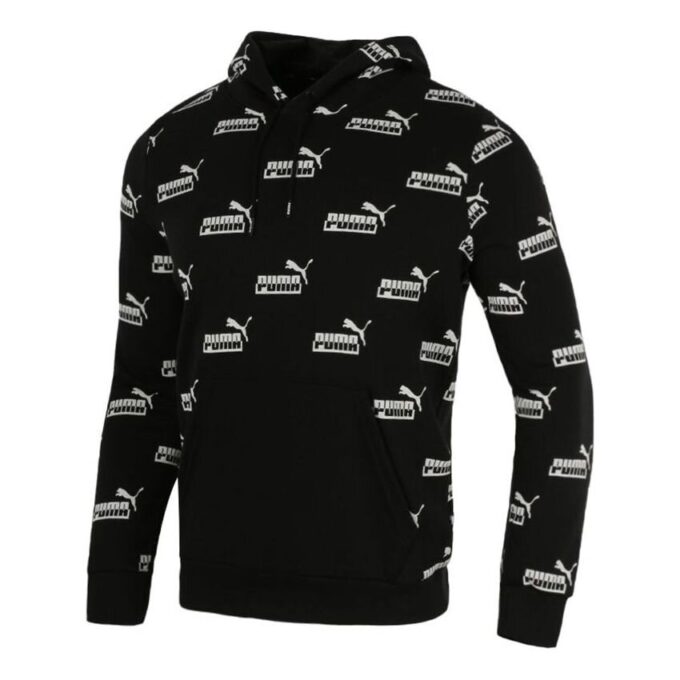 Logo Printed Casual Sports Hooded Sweater Men”s Black