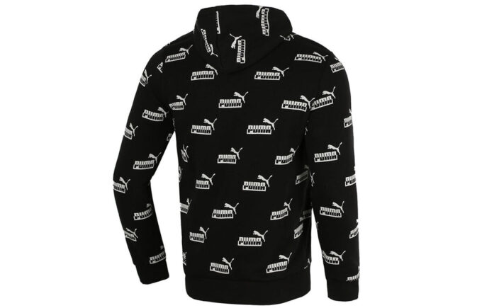 Logo Printed Casual Sports Hooded Sweater Men”s Black