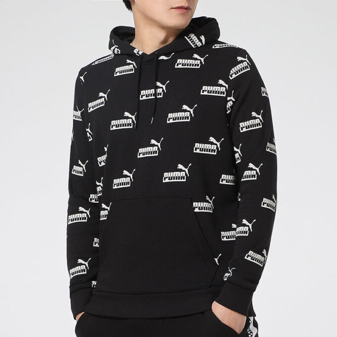 Logo Printed Casual Sports Hooded Sweater Men”s Black