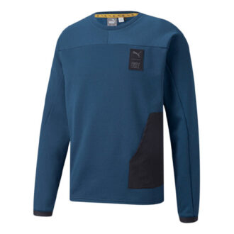 Logo Round Neck Long Sleeves Pullover Navy Blue
