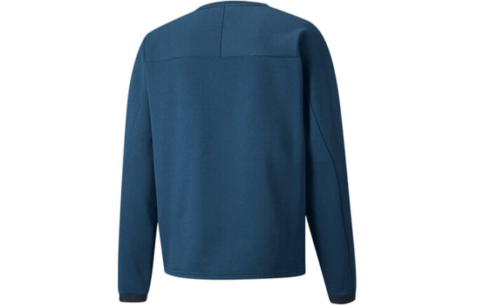 Logo Round Neck Long Sleeves Pullover Navy Blue