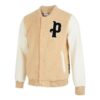 Logo Sherpa Baseball Jacket “Beige”