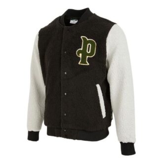 Logo Sherpa Baseball Jacket “Black”