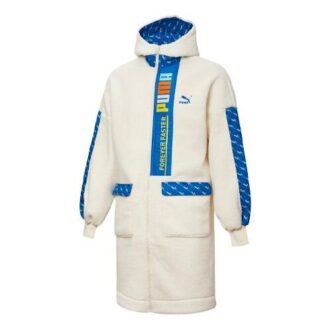 Long Fleece Jacket “White Blue”