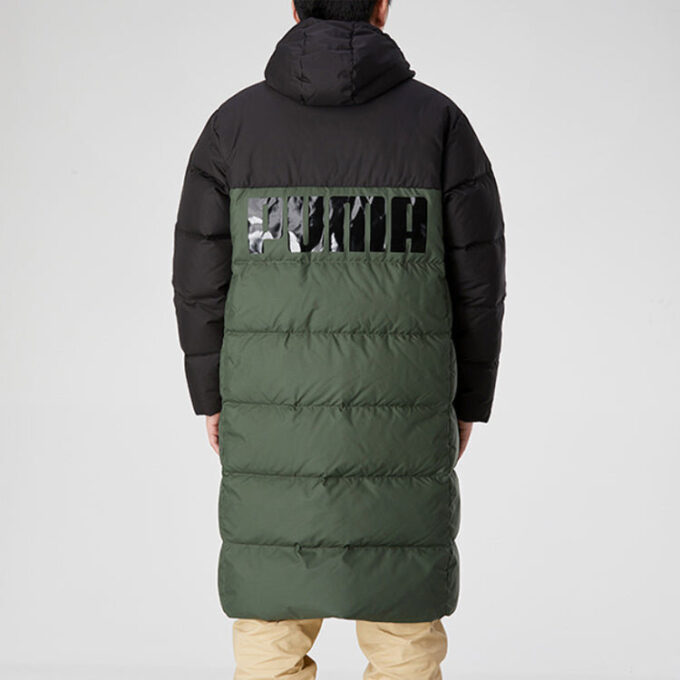 Long Oversized Down Jacket “Green Black”