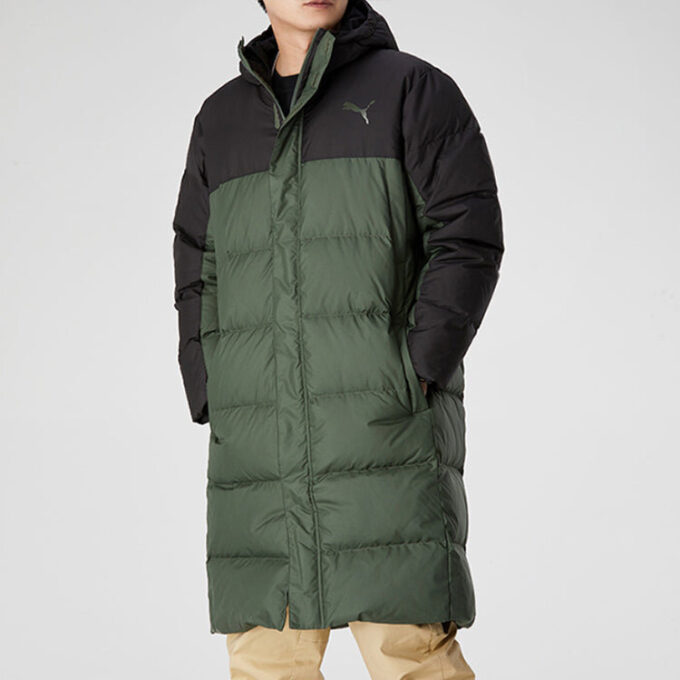 Long Oversized Down Jacket “Green Black”