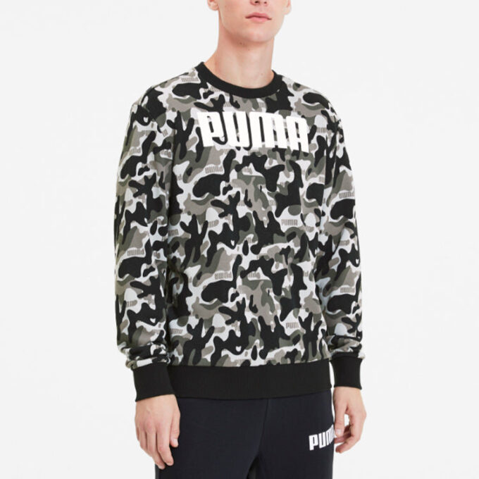 Long Sleeve Crew Neck Pullover “Black Camo”