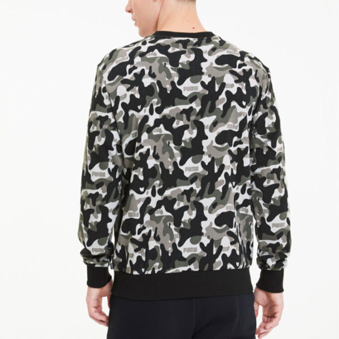 Long Sleeve Crew Neck Pullover “Black Camo”