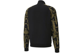 Luxe Aop Track Full-zip logo Printed Sports Jacket Men Black/Gold