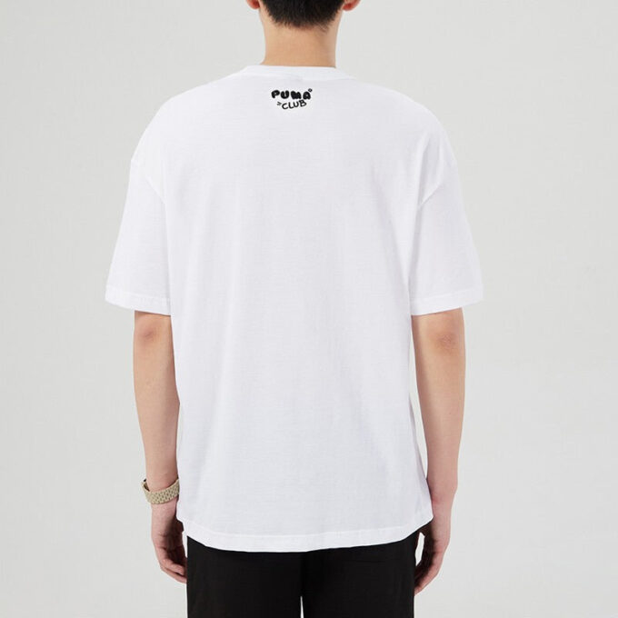 Men”s PUMA Funny Printing Sports Round Neck Short Sleeve White