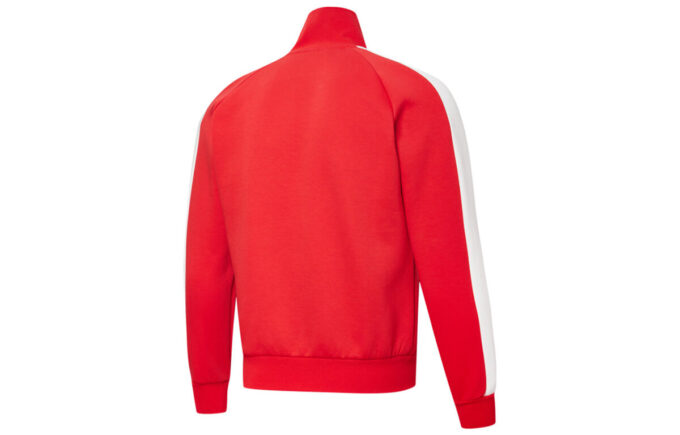 Men”s PUMA Logo Pattern Zipper Knit Jacket Red