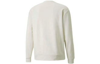 Men”s PUMA Winterized Crew Logo Solid Color Fleece Lined Sports Knit Round Neck Pullover White