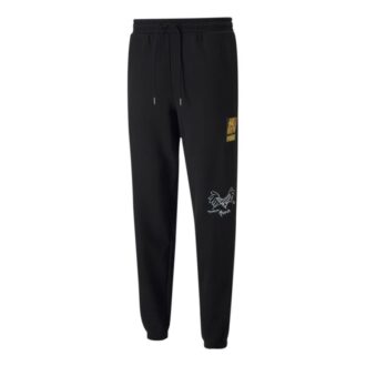 Men”s PUMA x BRITTO Crossover Casual Breathable Sports Knit Long Pants Black