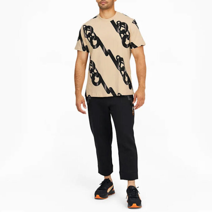 Men”s PUMA x PRONOUNCE Unisex Graphic Tee Crossover Chain Printing Athleisure Casual Sports Short Sleeve Khaki