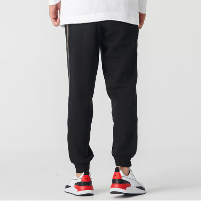 Metallic Nights Tape logo Printed Knitting Sports Trouser Men Black