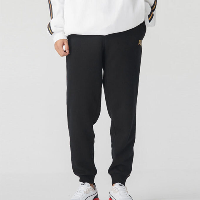 Metallic Nights Tape logo Printed Knitting Sports Trouser Men Black