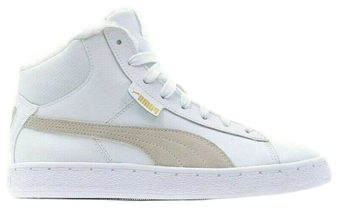 Mid Leather Fur Lined Cozy Stay Warm Mid-Top Casual Skate Shoes Unisex White Fleece Lined