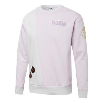 Mix Badge Long Crew Sweater “Purple”