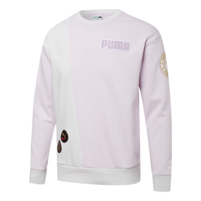 Mix Badge Long Crew Sweater “Purple”