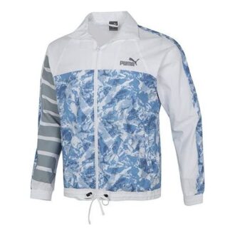 Mountain Aop Windbreaker Woven Sports Logo Jacket White