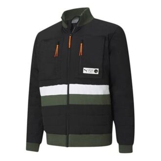 Parquet Quilted Puffer Basketball Winter Jacket “Black Green”