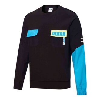 Patched Crew Neck Sweater “Black Blue”