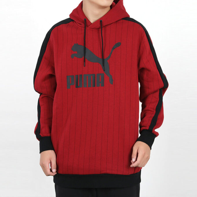 Pinstripe Aop Pullover Hoodie “Red”