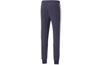 Pinstripe Casual Fleece Lined Long Pants Blue