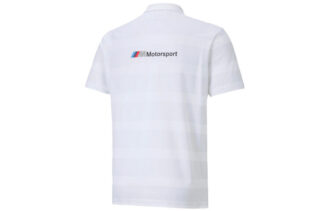 PUMA x BMW Motorsport Striped Short Sleeve Polo Shirt “White Black”