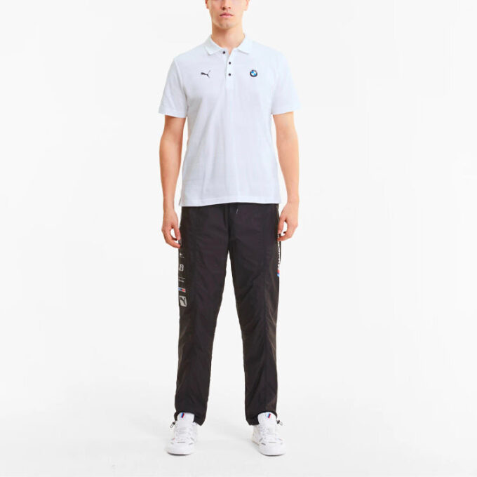 PUMA x BMW Motorsport Striped Short Sleeve Polo Shirt “White Black”