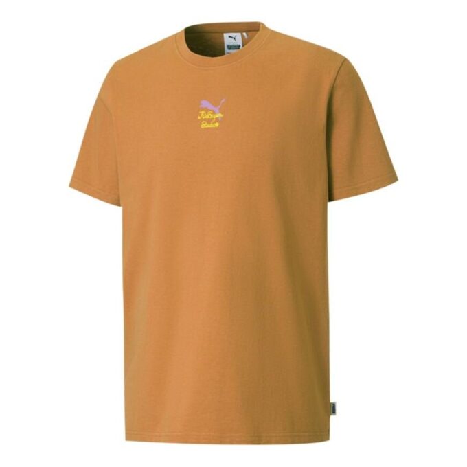 PUMA x Kidsuper Studios Crossover Tee Embroidered Alphabet Solid Color Sports Round Neck Short Sleeve Yellow