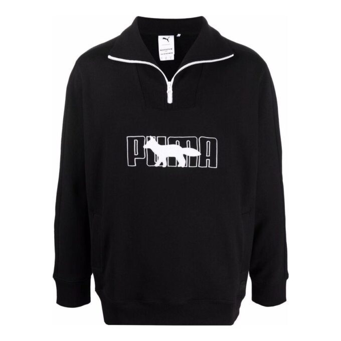 PUMA x Maison Kitsun Half Zip Sweater “Black White”