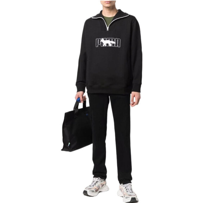 PUMA x Maison Kitsun Half Zip Sweater “Black White”
