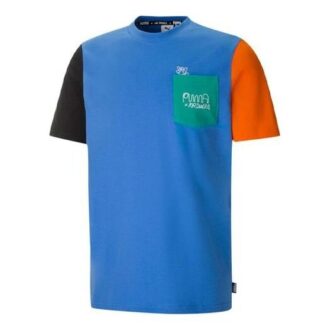 PUMA x Mr Doodle Crossover Casual Sports Round Neck Short Sleeve Blue