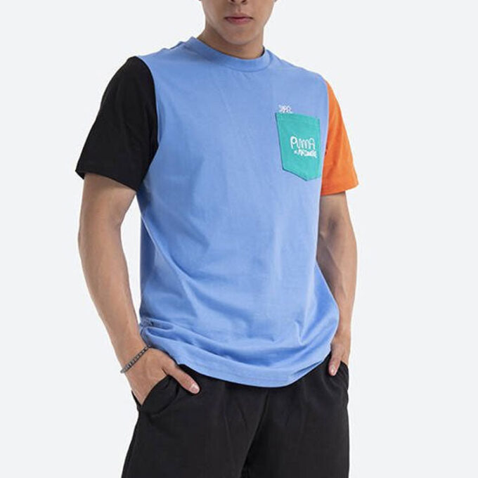 PUMA x Mr Doodle Crossover Casual Sports Round Neck Short Sleeve Blue