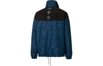 PUMA x Mr Doodle Crossover Graffiti Printing Contrasting Colors Cardigan Stand Collar Jacket Blue