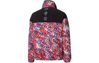 PUMA x Mr Doodle Crossover Graffiti Printing Contrasting Colors Cardigan Stand Collar Jacket Red