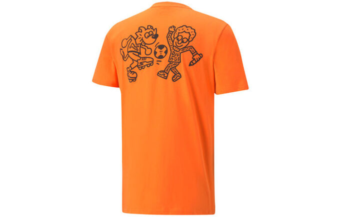 PUMA x Mr Doodle RELAXED TEE Printing Short Sleeve Flame Orange