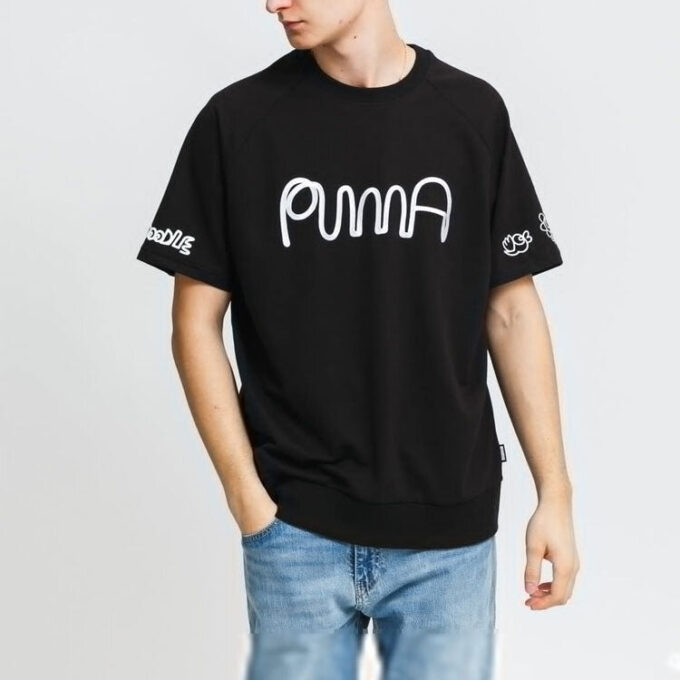 PUMA x Mr.Doodle Shirt Sleeve Crew T-Shirt “Black White”