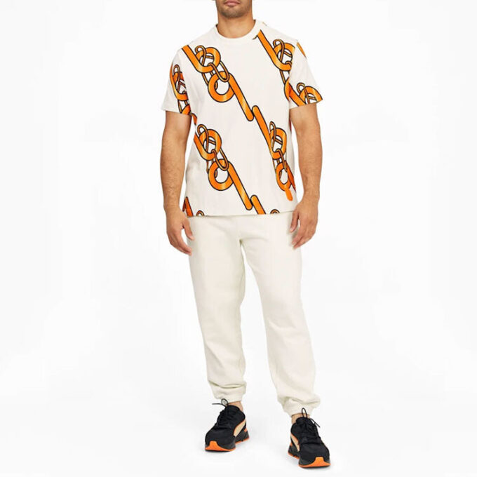 PUMA x PRONOUNCE Unisex Graphic Tee Crossover Chain Printing Athleisure Casual Sports Short Sleeve Creamy White