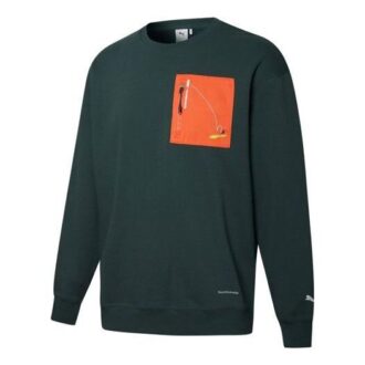PUMA x Roaringwild Pocket Crew Neck Sweatshirt “Olive Green Orange”